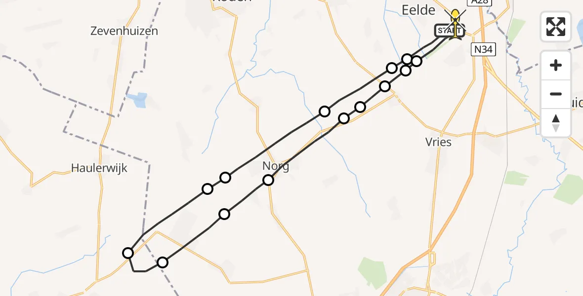 Routekaart van de vlucht: Lifeliner 4 naar Groningen Airport Eelde