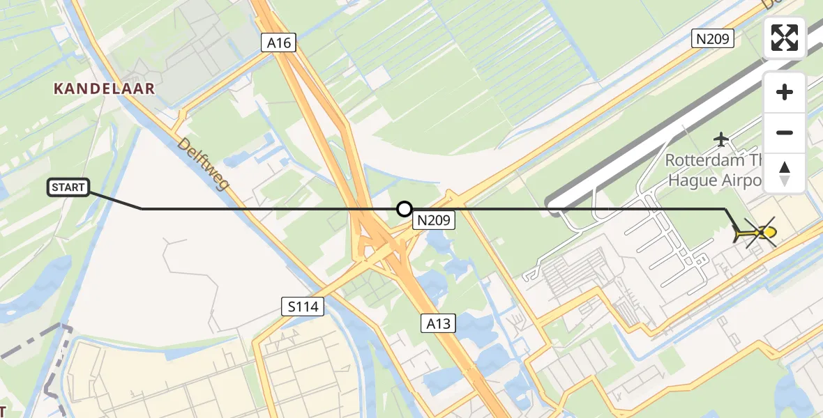 Routekaart van de vlucht: Lifeliner 2 naar Rotterdam The Hague Airport