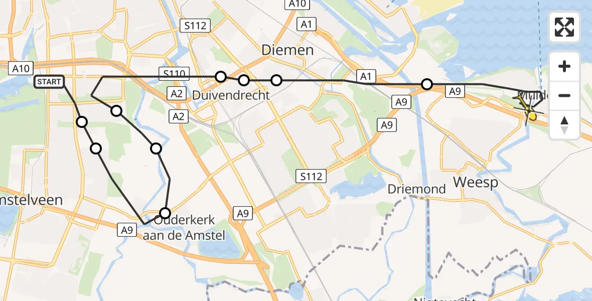 Routekaart van de vlucht: Lifeliner 1 naar Muiden