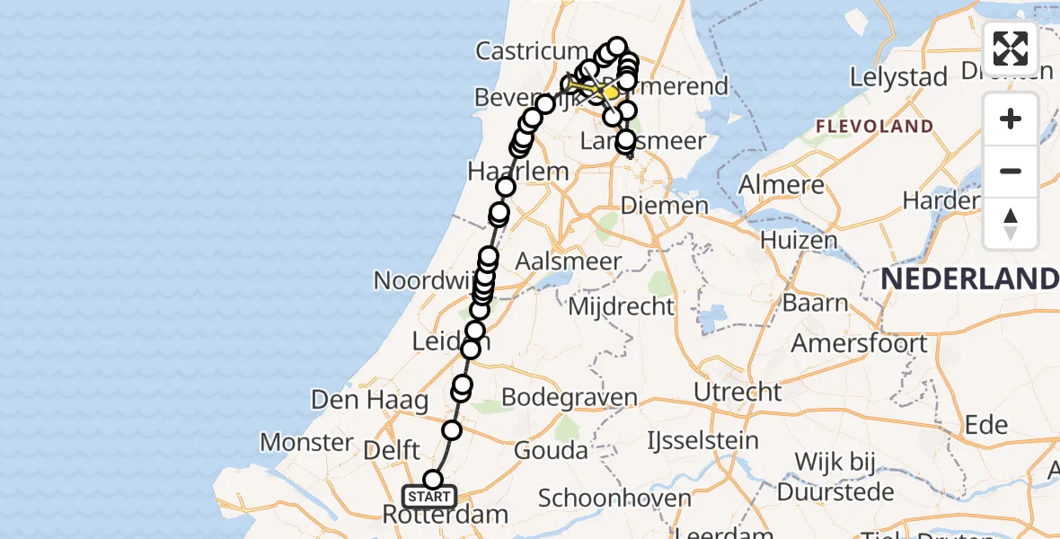 Routekaart van de vlucht: Lifeliner 2 naar Wormer