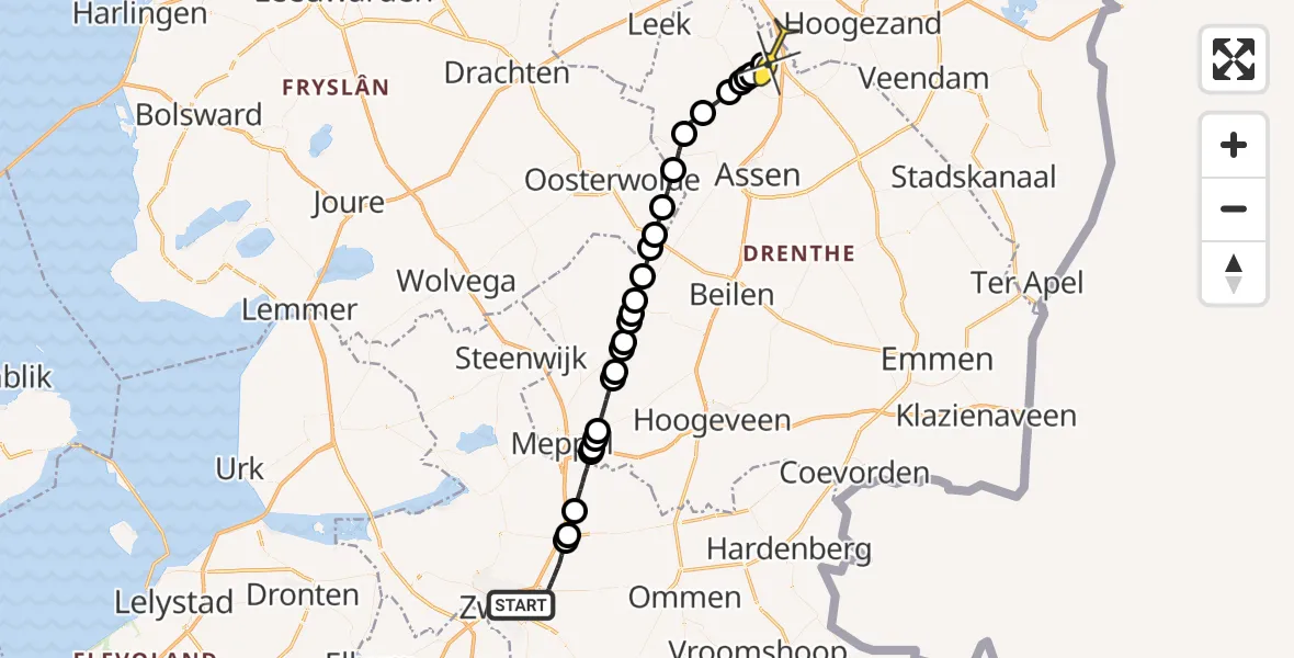 Routekaart van de vlucht: Lifeliner 4 naar Groningen Airport Eelde