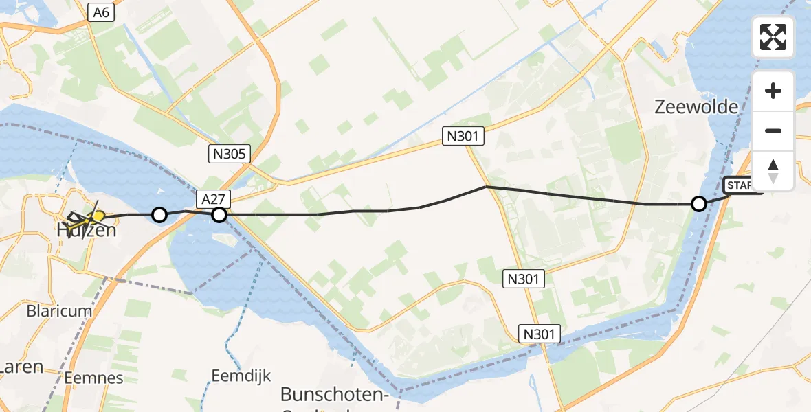 Routekaart van de vlucht: Lifeliner 1 naar Huizen