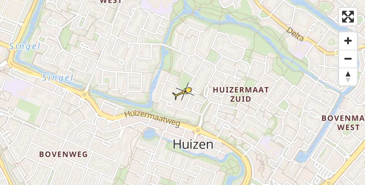 Routekaart van de vlucht: Lifeliner 1 naar Huizen