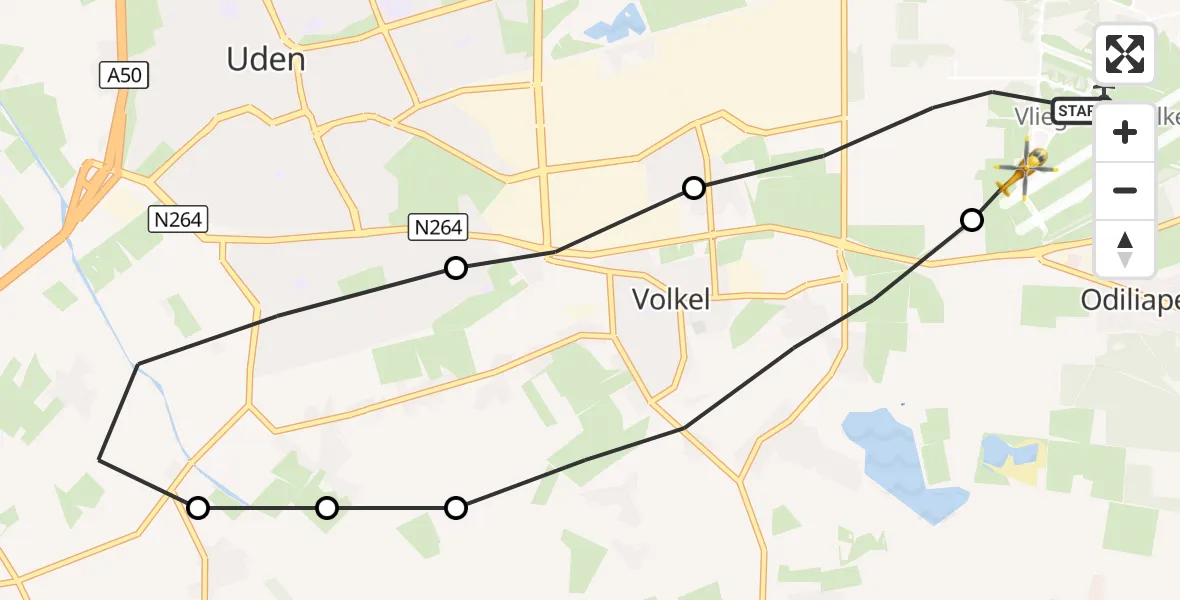 Vluchtroute Traumahelikopter Vliegbasis Volkel - Vliegbasis Volkel, 27 april 2023, 17:12