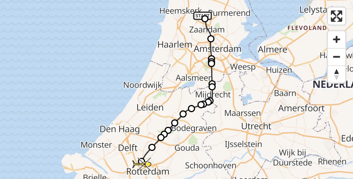 Routekaart van de vlucht: Lifeliner 2 naar Rotterdam The Hague Airport