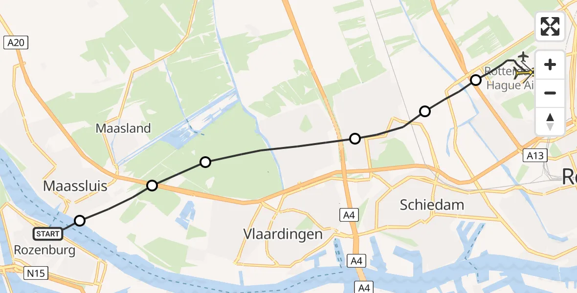 Routekaart van de vlucht: Lifeliner 2 naar Rotterdam The Hague Airport