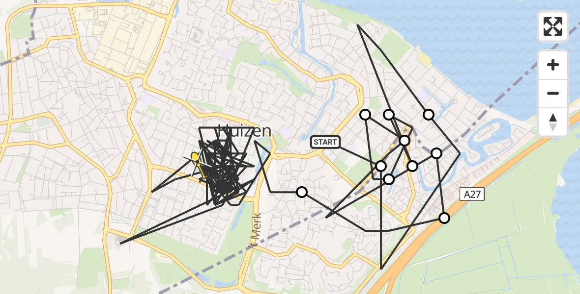 Routekaart van de vlucht: Politieheli naar Huizen