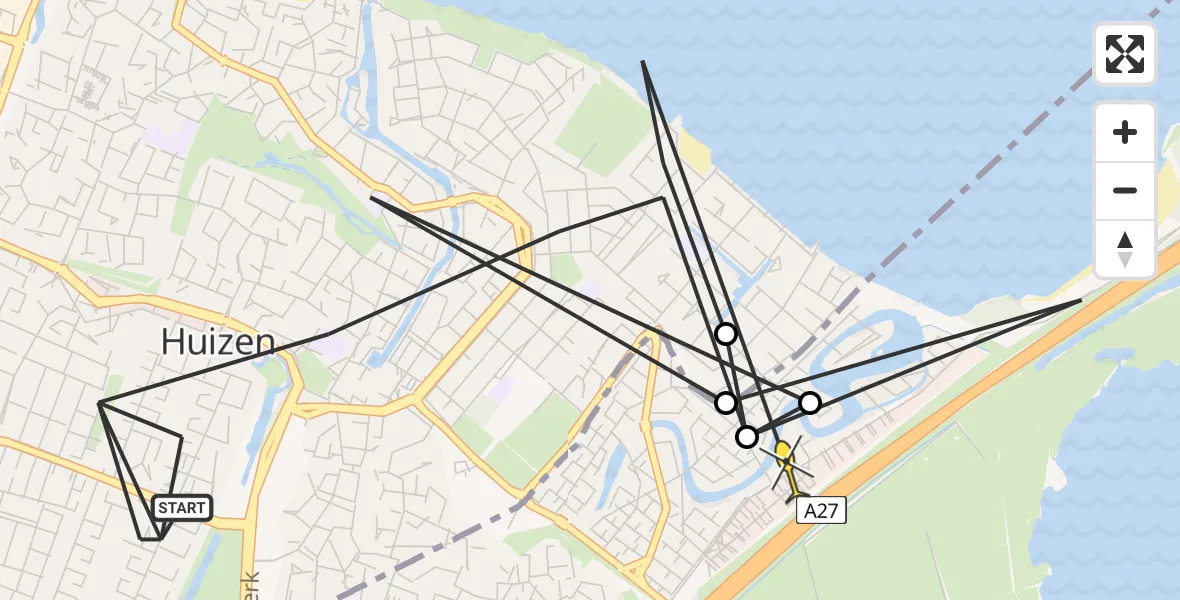 Routekaart van de vlucht: Politieheli naar Blaricum