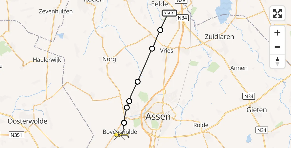 Routekaart van de vlucht: Lifeliner 4 naar Bovensmilde