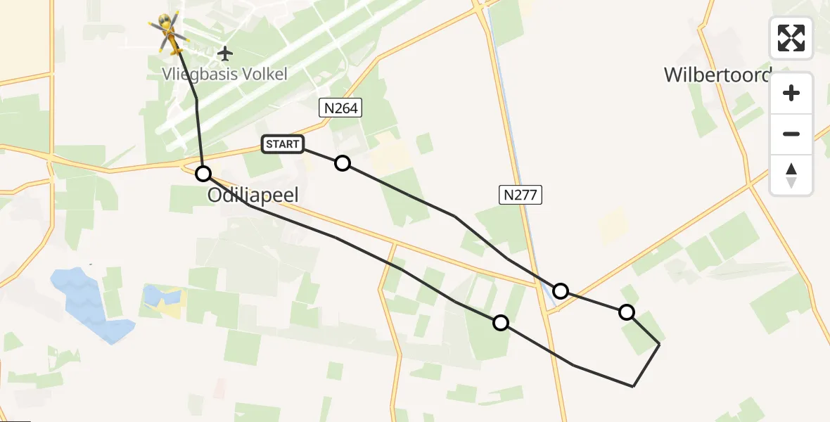 Vluchtroute Traumahelikopter Vliegbasis Volkel - Vliegbasis Volkel, 28 april 2023, 09:33