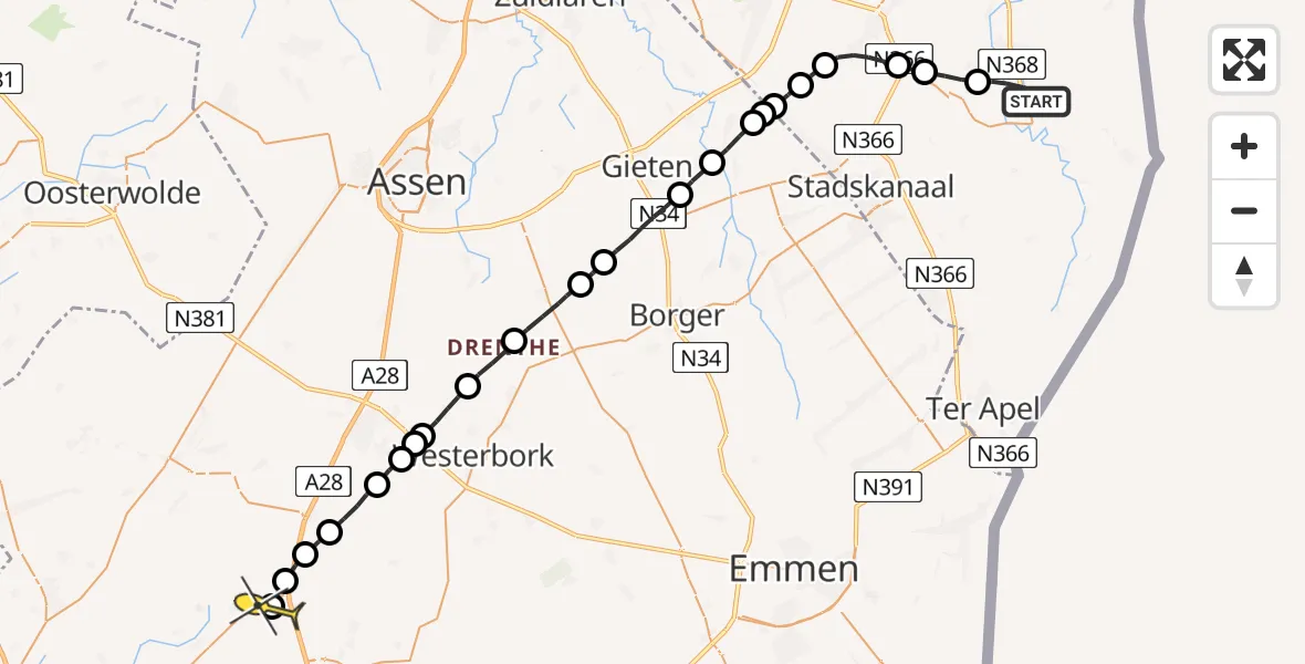 Routekaart van de vlucht: Lifeliner 4 naar Pesse