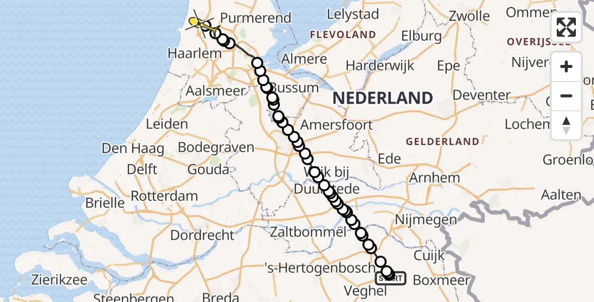 Routekaart van de vlucht: Lifeliner 3 naar Beverwijk