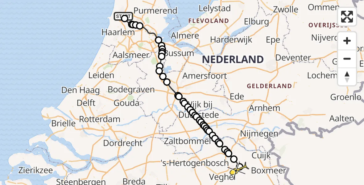 Routekaart van de vlucht: Lifeliner 3 naar Vliegbasis Volkel