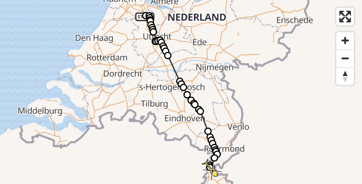 Routekaart van de vlucht: Politiehelikopter naar Born
