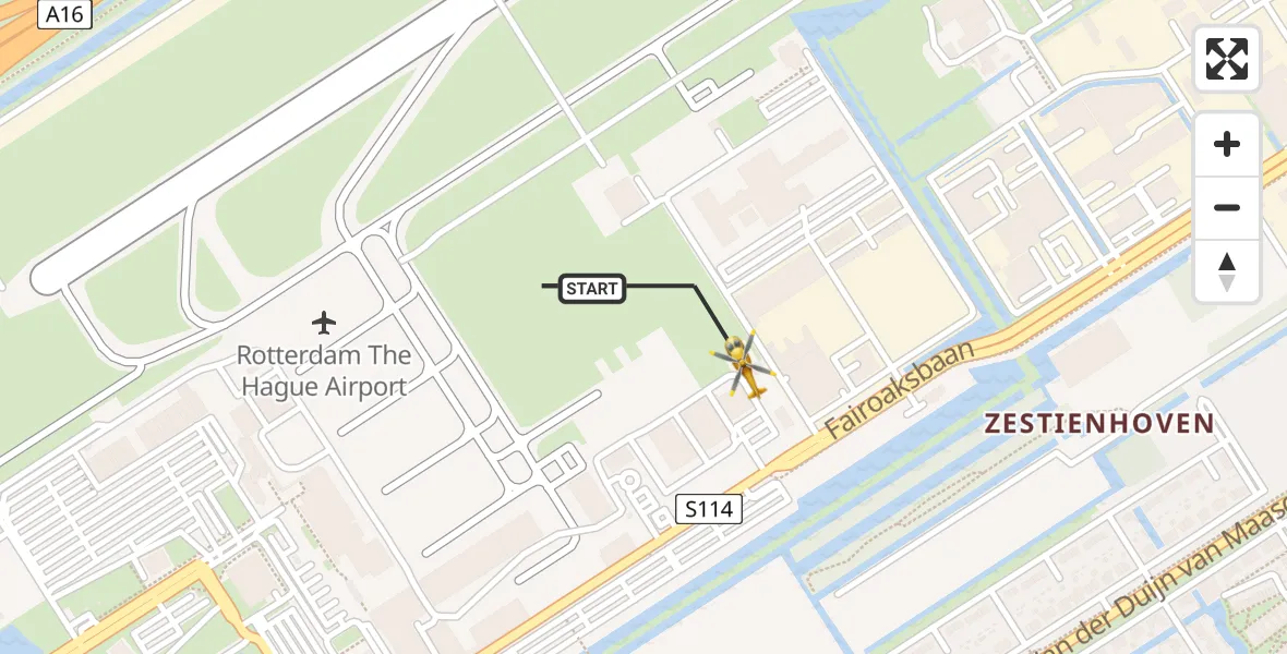 Vluchtroute Traumahelikopter Rotterdam The Hague Airport - Rotterdam The Hague Airport, 29 april 2023, 09:16