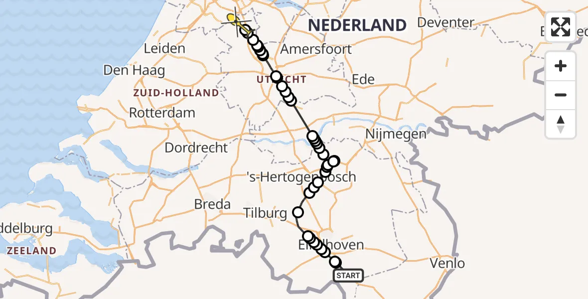 Routekaart van de vlucht: Politieheli naar Vinkeveen