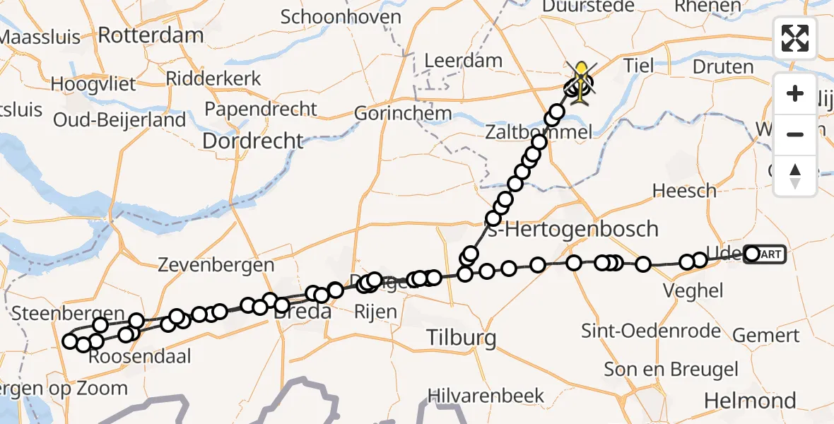 Routekaart van de vlucht: Lifeliner 3 naar Geldermalsen