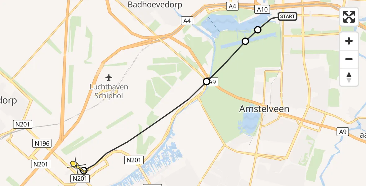 Routekaart van de vlucht: Lifeliner 1 naar Rozenburg