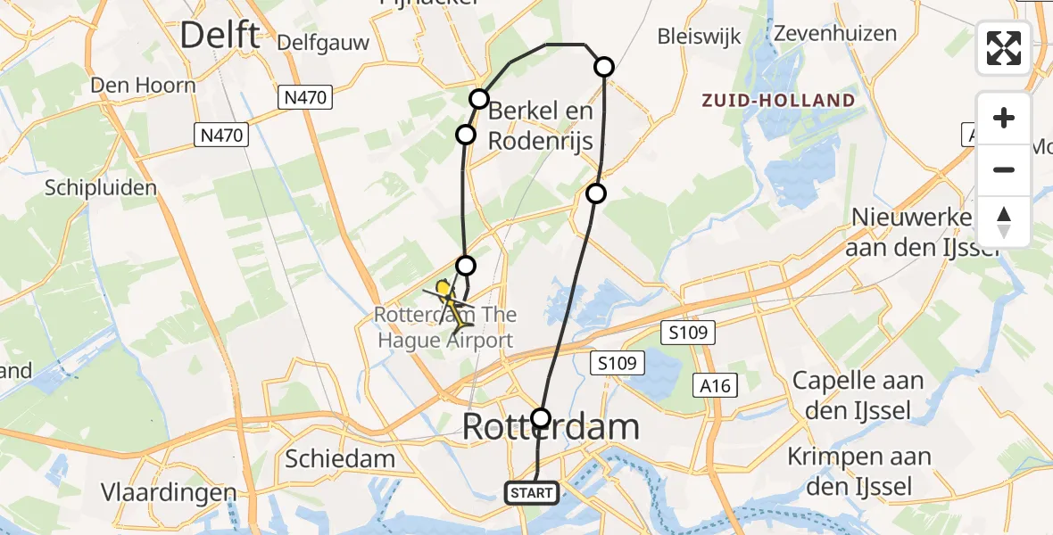 Routekaart van de vlucht: Lifeliner 2 naar Rotterdam The Hague Airport