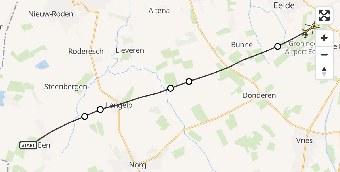 Routekaart van de vlucht: Lifeliner 4 naar Groningen Airport Eelde