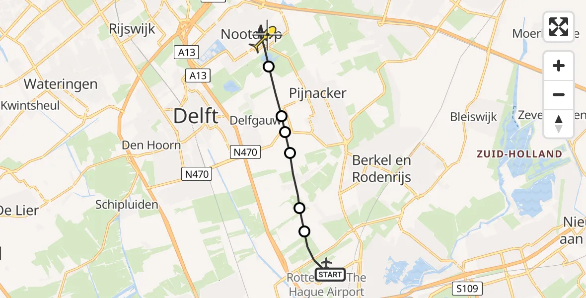 Routekaart van de vlucht: Lifeliner 2 naar Nootdorp