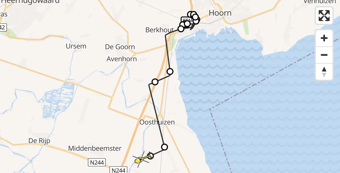 Routekaart van de vlucht: Politieheli naar Hobrede