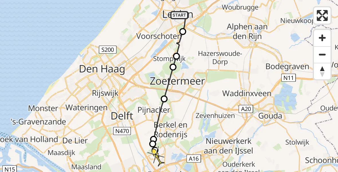 Routekaart van de vlucht: Lifeliner 2 naar Rotterdam The Hague Airport