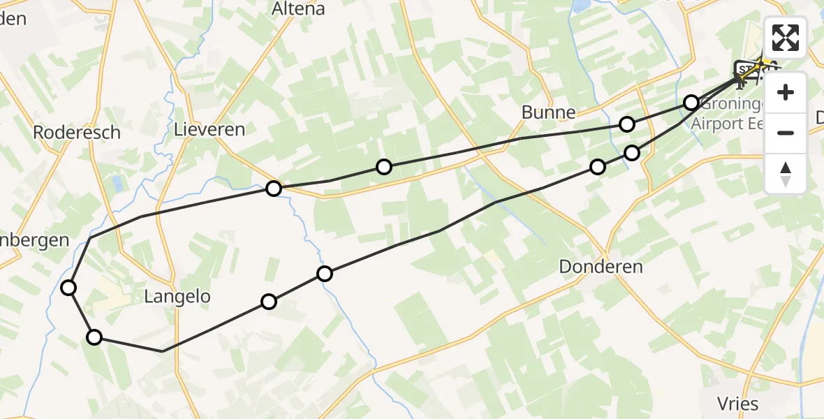 Routekaart van de vlucht: Lifeliner 4 naar Groningen Airport Eelde