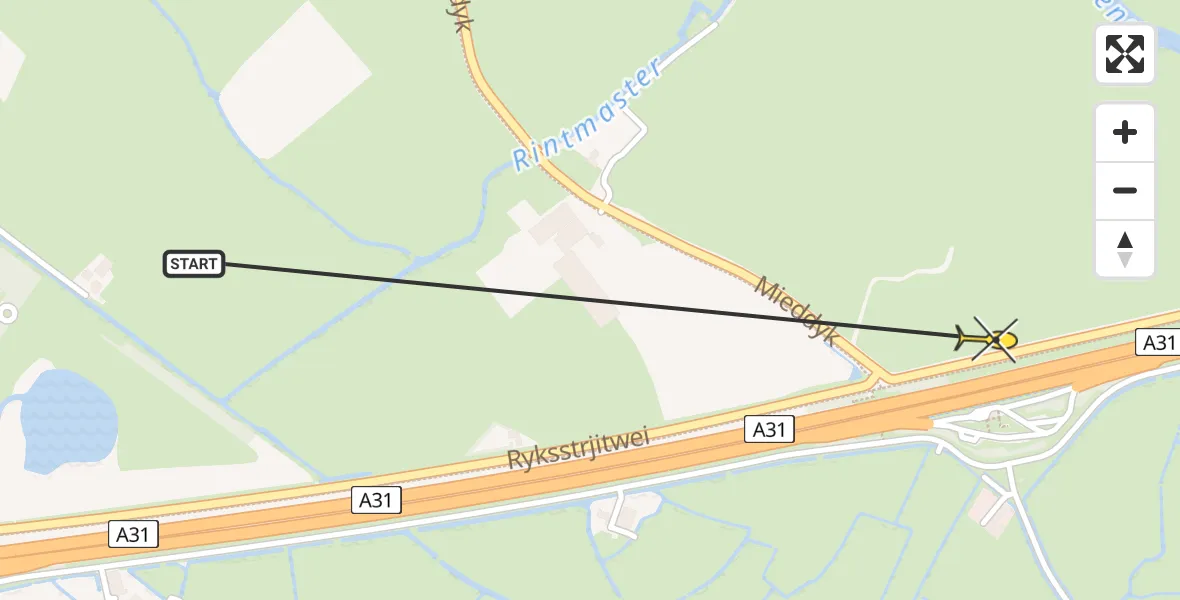 Routekaart van de vlucht: Ambulancehelikopter naar Menaam