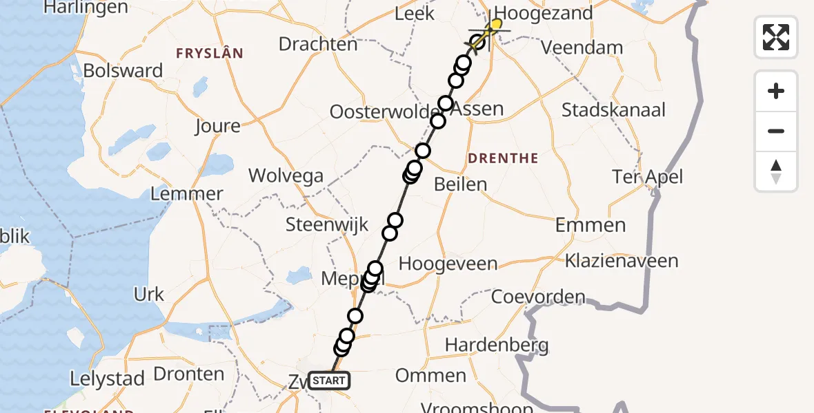 Routekaart van de vlucht: Lifeliner 4 naar Groningen Airport Eelde