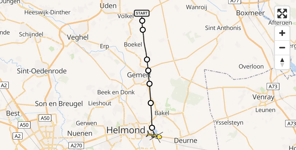 Routekaart van de vlucht: Lifeliner 3 naar Helmond