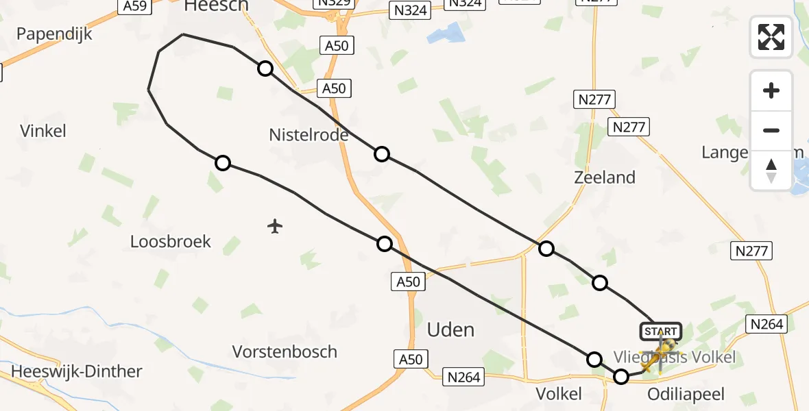 Vluchtroute Traumahelikopter Vliegbasis Volkel - Vliegbasis Volkel, 30 april 2023, 07:59