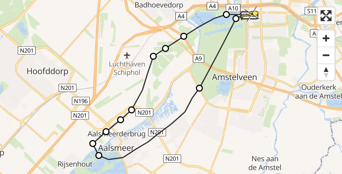 Routekaart van de vlucht: Lifeliner 1 naar VU Medisch Centrum Amsterdam