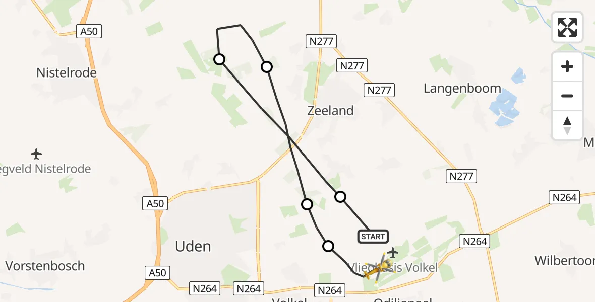 Vluchtroute Traumahelikopter Vliegbasis Volkel - Vliegbasis Volkel, 30 april 2023, 14:21