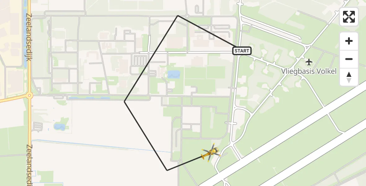 Vluchtroute Traumahelikopter Vliegbasis Volkel - Vliegbasis Volkel, 30 april 2023, 18:01