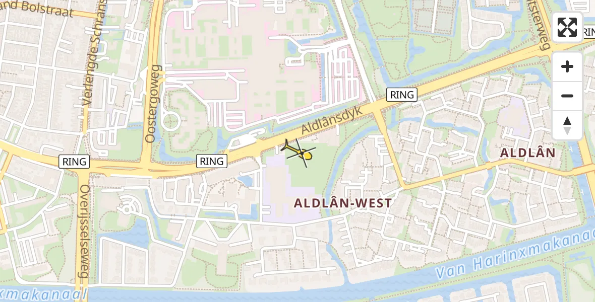 Vluchtroute Ambulancehelikopter van Leeuwarden naar Leeuwarden