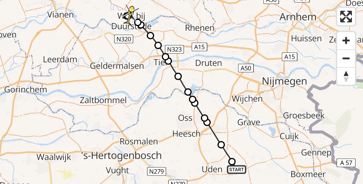 Routekaart van de vlucht: Lifeliner 3 naar Wijk bij Duurstede