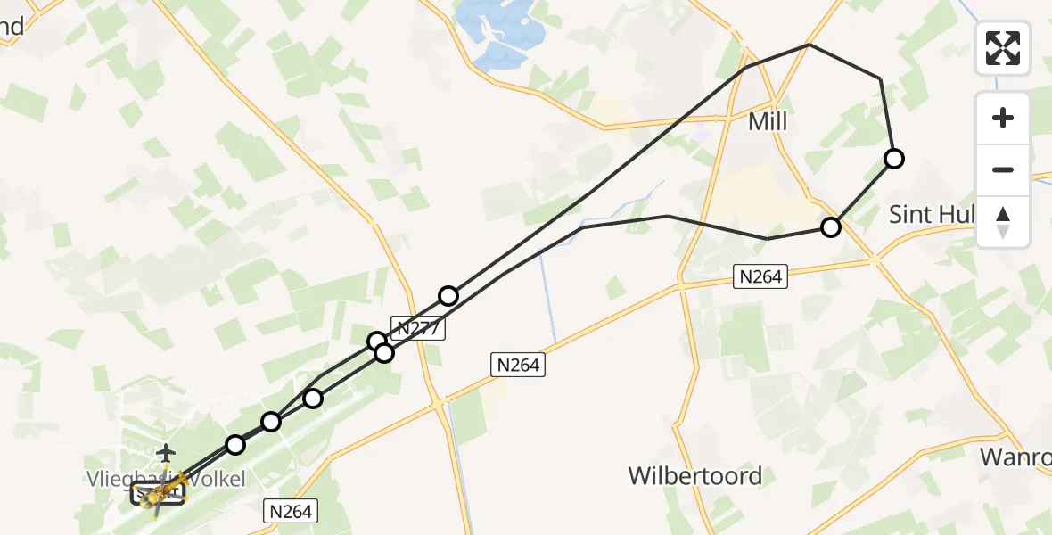 Vluchtroute Traumahelikopter Vliegbasis Volkel - Vliegbasis Volkel, 01 mei 2023, 02:15