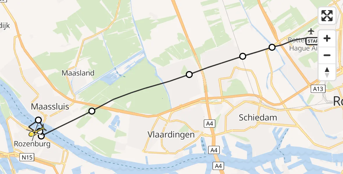 Routekaart van de vlucht: Lifeliner 2 naar Rozenburg