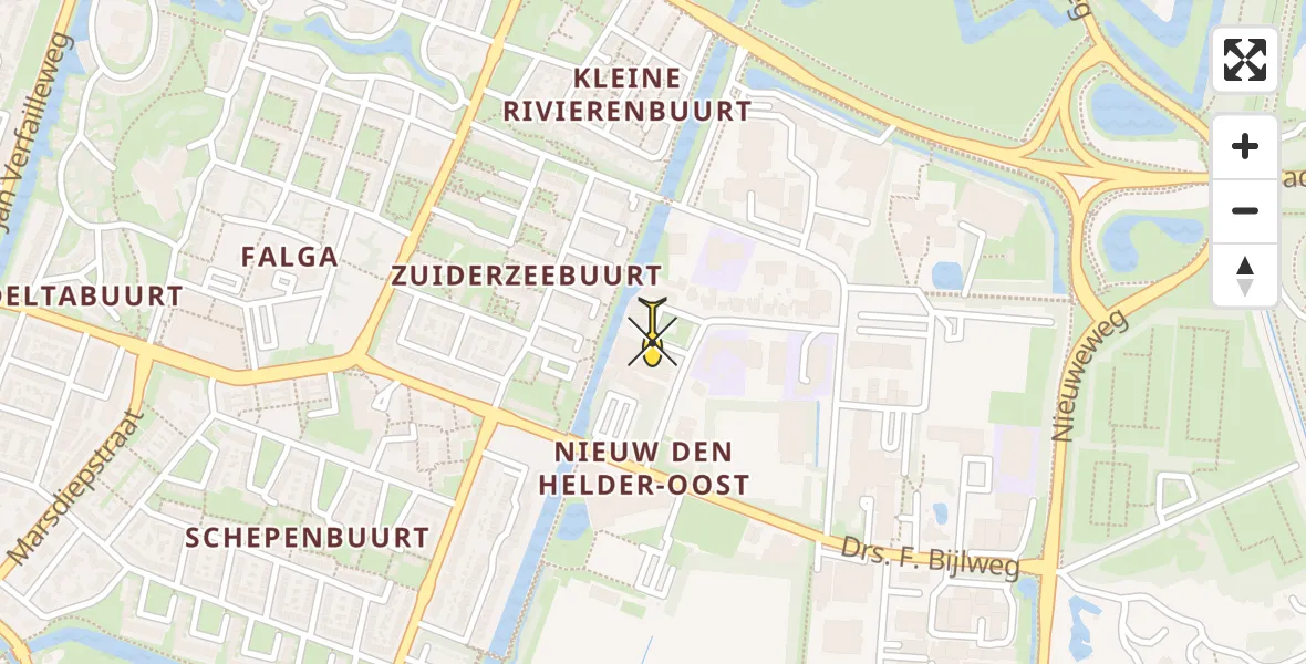 Routekaart van de vlucht: Lifeliner 1 naar Den Helder