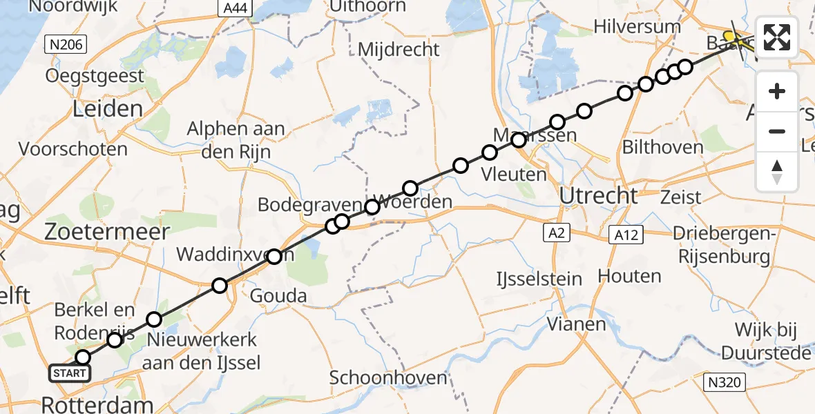 Routekaart van de vlucht: Lifeliner 2 naar Baarn