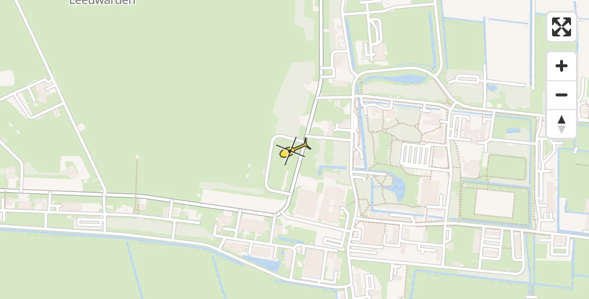 Vluchtroute Ambulancehelikopter van Vliegbasis Leeuwarden naar Vliegbasis Leeuwarden