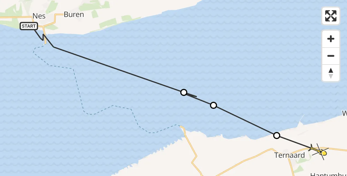 Routekaart van de vlucht: Ambulancehelikopter naar Ternaard