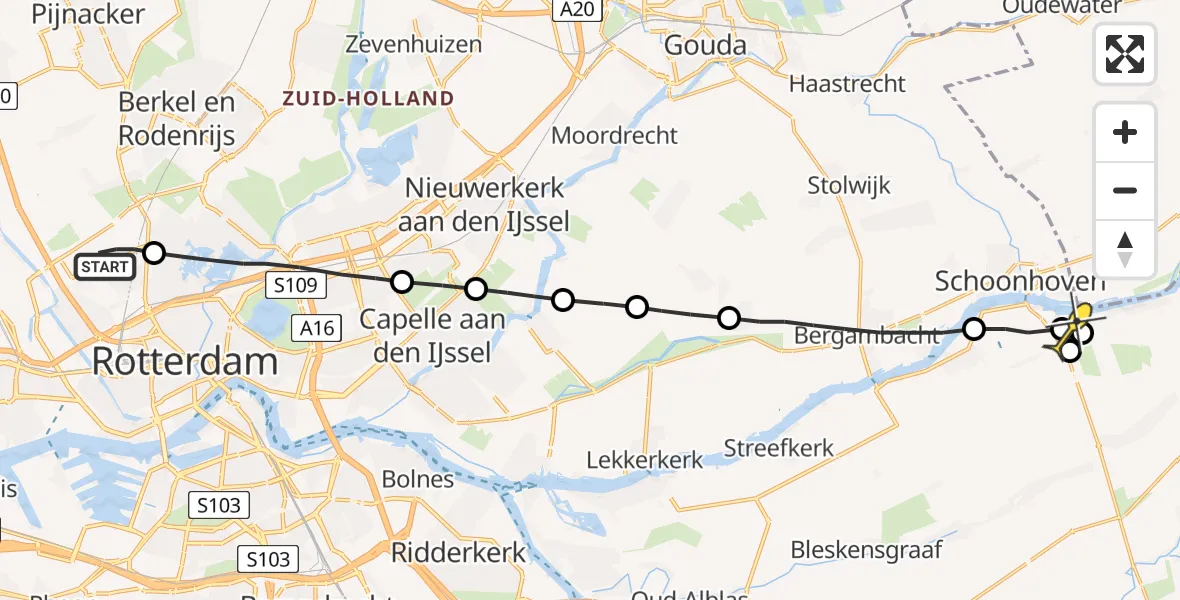 Routekaart van de vlucht: Lifeliner 2 naar Langerak