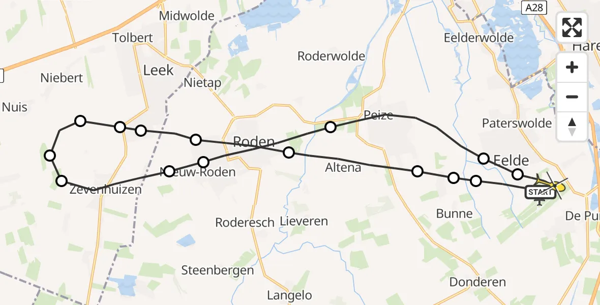 Routekaart van de vlucht: Lifeliner 4 naar Groningen Airport Eelde