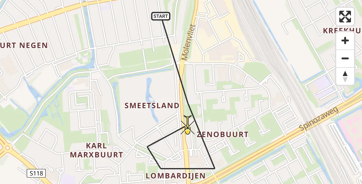 Routekaart van de vlucht: Lifeliner 2 naar Rotterdam