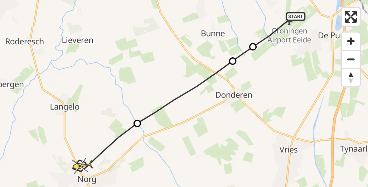 Routekaart van de vlucht: Lifeliner 4 naar Norg