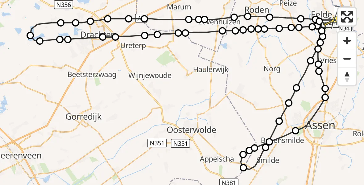 Routekaart van de vlucht: Lifeliner 4 naar Groningen Airport Eelde