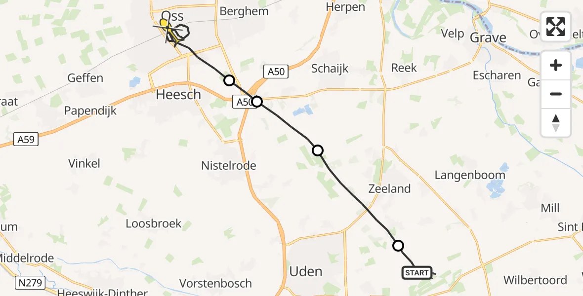 Routekaart van de vlucht: Lifeliner 3 naar Oss