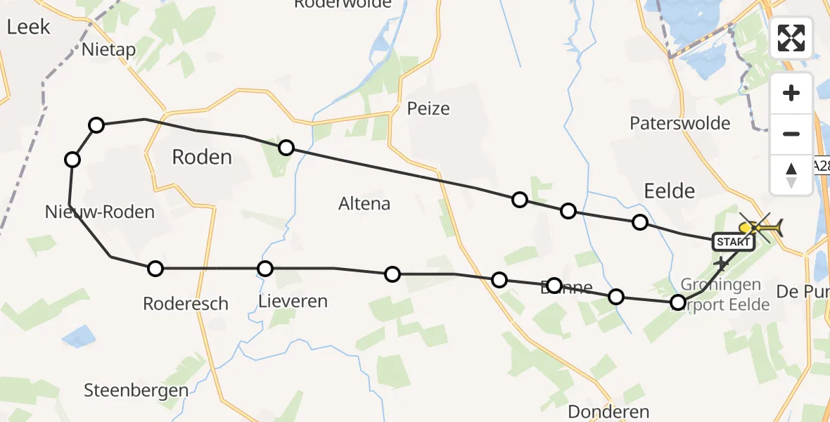 Routekaart van de vlucht: Lifeliner 4 naar Groningen Airport Eelde
